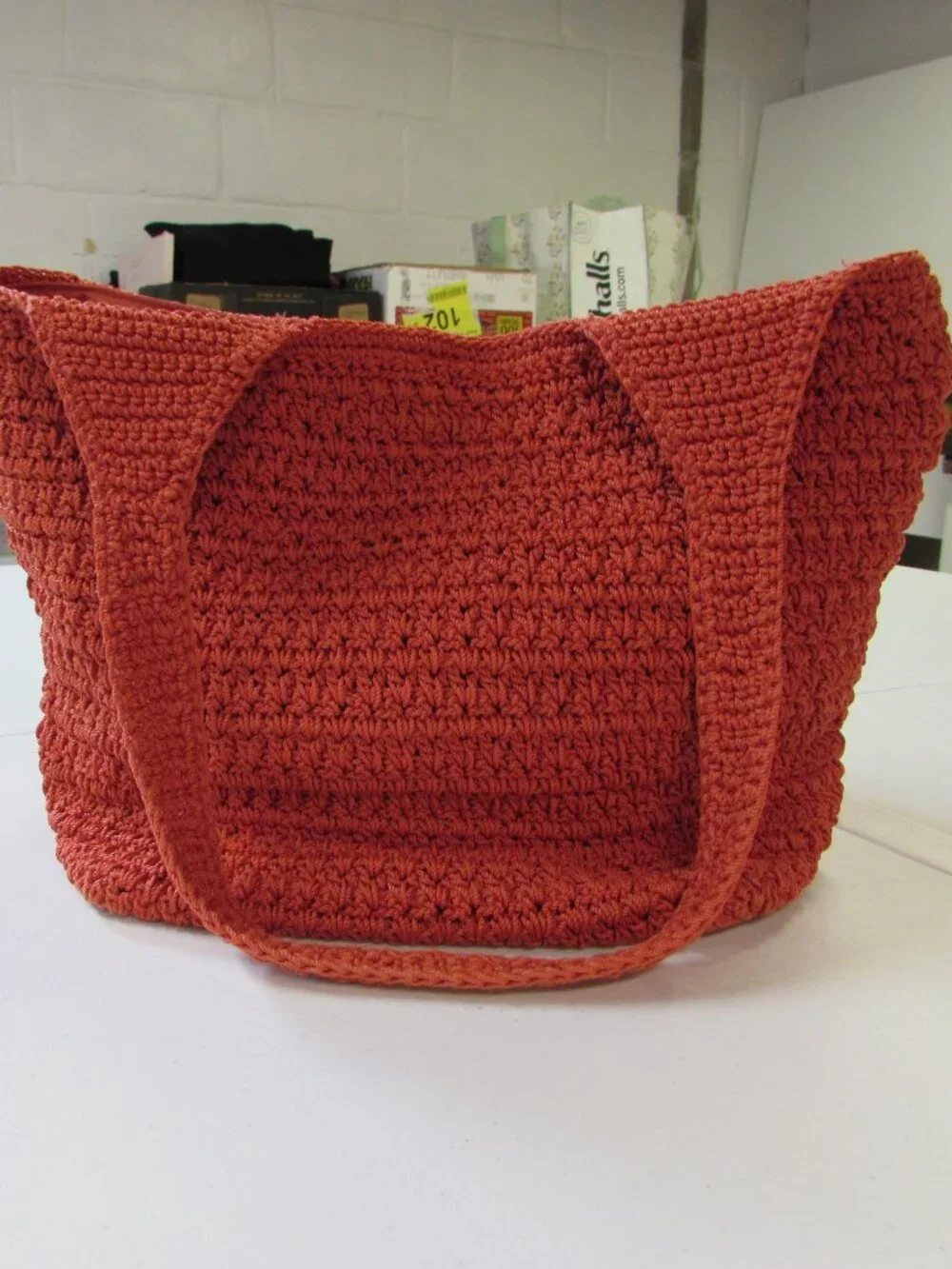 The Sak Orange Double Handle Lined Hobo Shoulder Bag